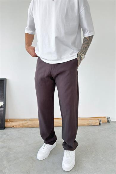 Kahverengi Modal Kumaş Baggy Pantolon