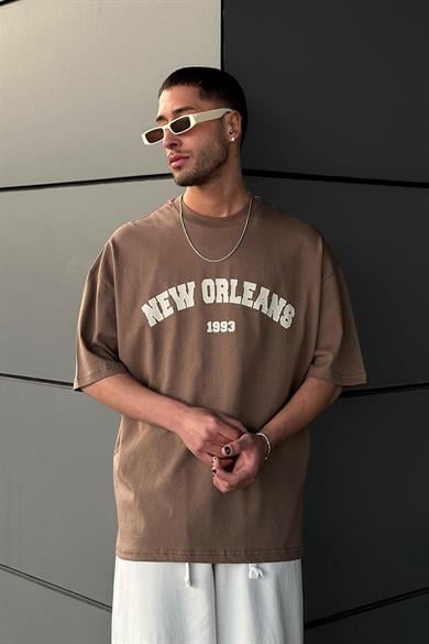 Kahverengi New Orleans 01 PM Oversize Tişört