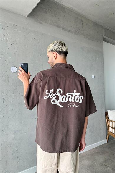 Kahverengi Ön Cep Detay Santos DL Oversize Gömlek