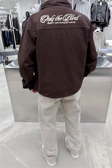 Kahverengi Only Nakışlı Gabardin Oversize Ceket