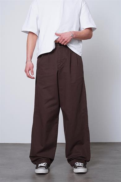 Kahverengi Pile Detay 005 GO Gabardin Pantolon