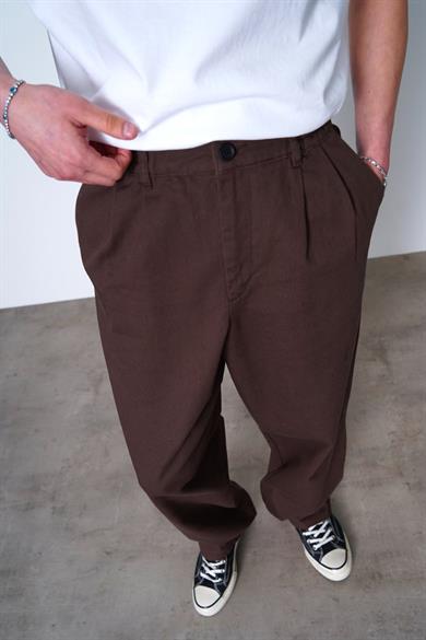 Kahverengi Pile Detay 005 GO Gabardin Pantolon