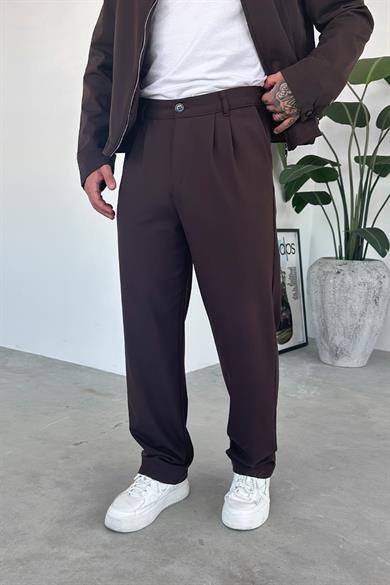 Kahverengi Premium Relaxed Fit Kumaş Pantolon