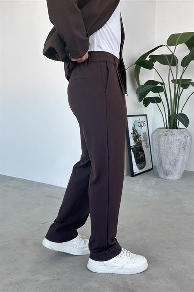Kahverengi Premium Relaxed Fit Kumaş Pantolon