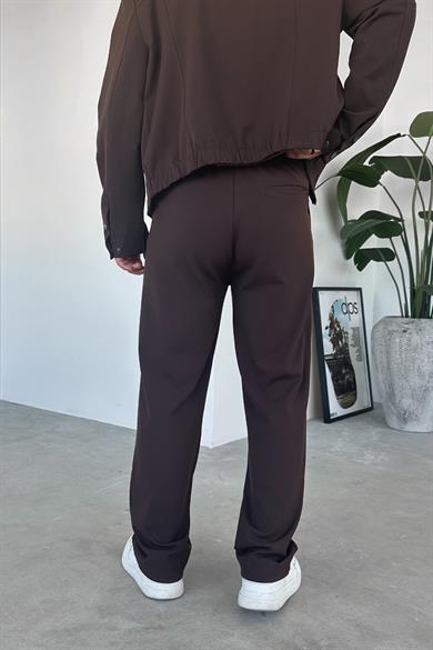 Kahverengi Premium Relaxed Fit Kumaş Pantolon