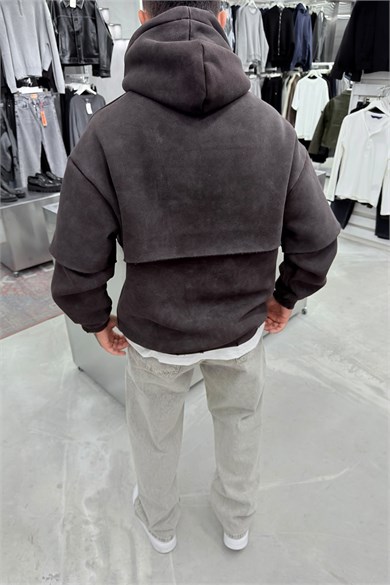 Kahverengi Ravege Studio Yıkamalı Oversize Sweatshirt