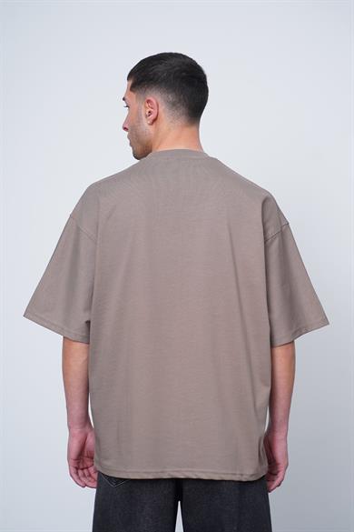 Kahverengi Siyah Dad Nakış İşleme Oversize Tişört