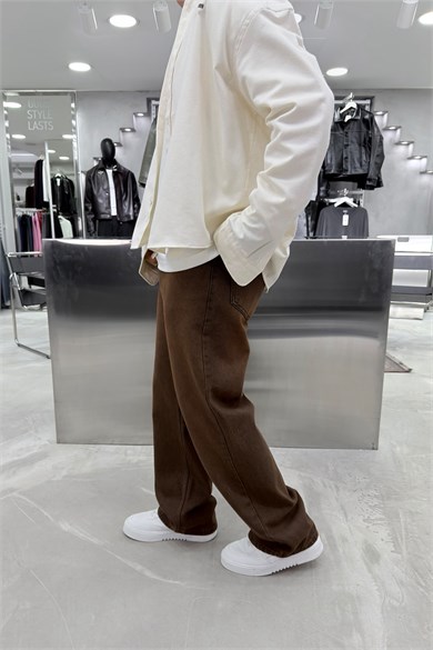 Kahverengi Soft Degrade Basic Baggy Pantolon