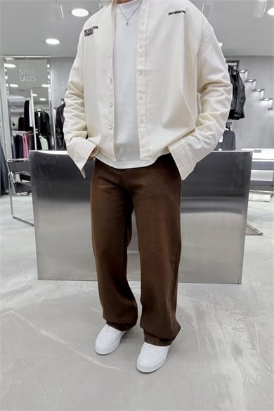 Kahverengi Soft Degrade Basic Baggy Pantolon