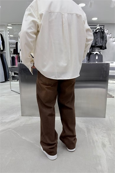 Kahverengi Soft Degrade Basic Baggy Pantolon