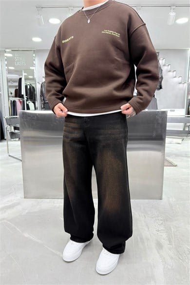 Kahverengi Soft Degrade Premium Süper Baggy Pantolon