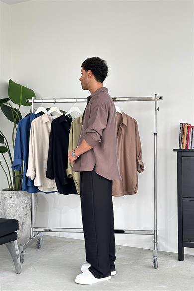 Kahverengi Soft Premium Oversize Gömlek