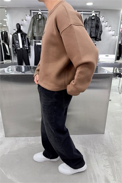 Kahverengi Studios Baskılı Boxy Fit Sweatshirt