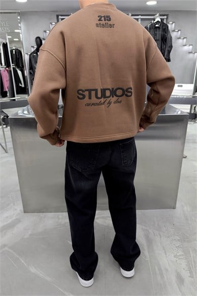 Kahverengi Studios Baskılı Boxy Fit Sweatshirt