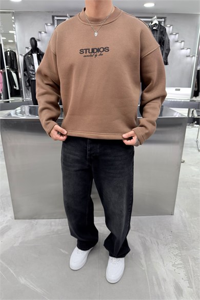 Kahverengi Studios Baskılı Boxy Fit Sweatshirt