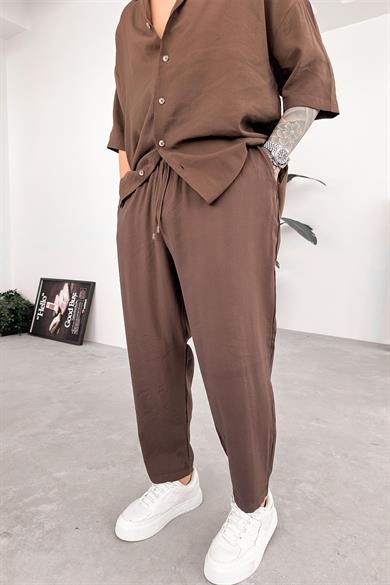 Kahverengi Tensel Basic Boyfriend Pantolon