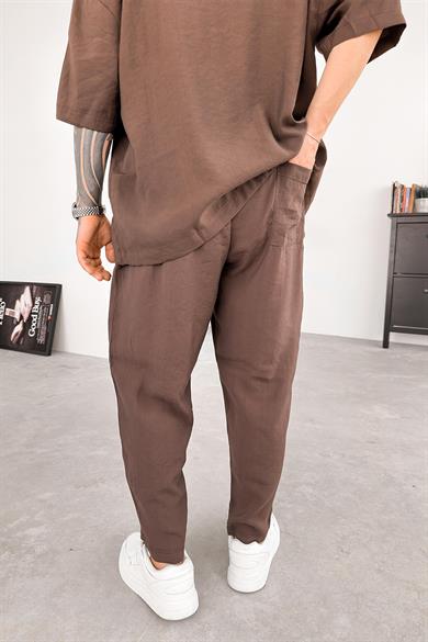 Kahverengi Tensel Basic Boyfriend Pantolon