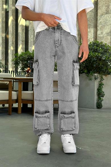 Kar Yıkama Dokulu  Tasarım Çift Cepli R5 DL Paçası Ayarlanabilir Baggy Pantolon