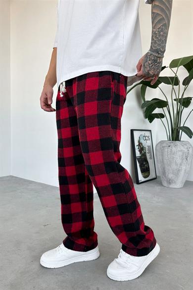 Kırmızı Siyah Kareli Unisex Relaxed Pijama