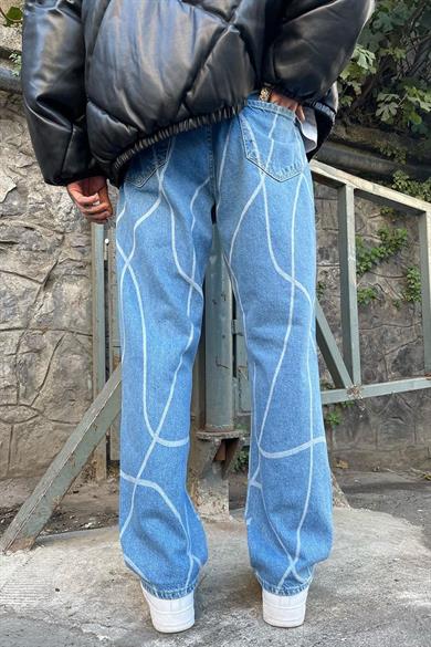 Kot Mavisi Orjinal Renk Free Boya Detay Loose Fit Jean