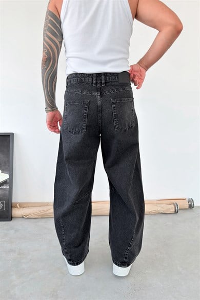 Koyu Füme Beli İpli Süper Baggy Fit Pantolon