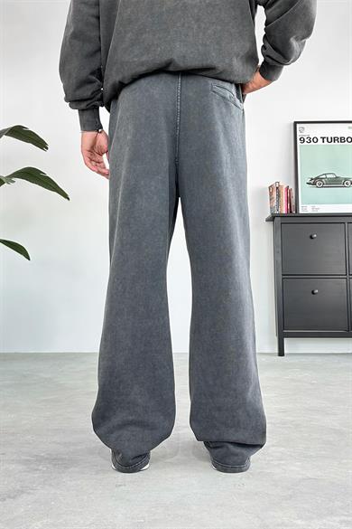 Koyu Gri Acid Wash Baggy Eşofman