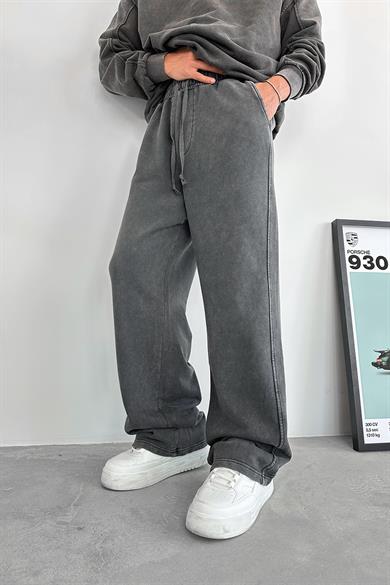 Koyu Gri Acid Wash Baggy Eşofman