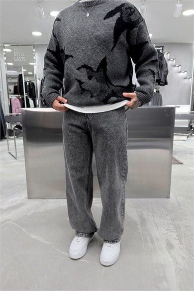 Koyu Gri Basic Baggy Pantolon