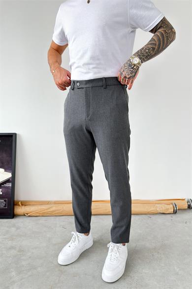 Koyu Gri Basic Regular Fit Kumaş Pantolon