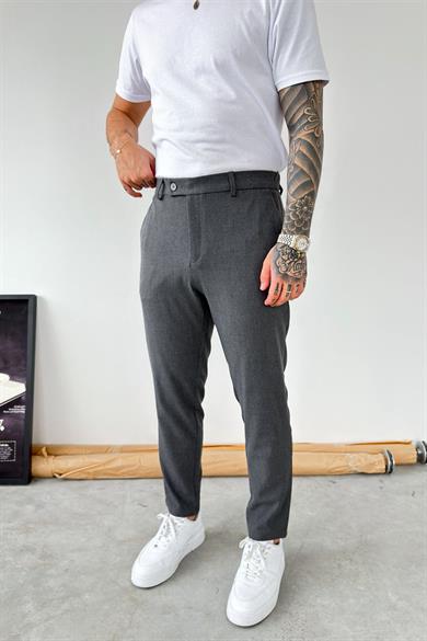 Koyu Gri Basic Regular Fit Kumaş Pantolon