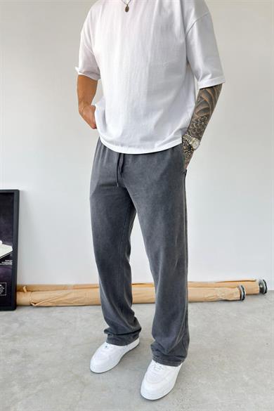 Koyu Gri Basic Yıkamalı Baggy Eşofman