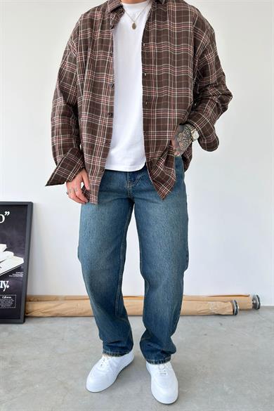 Koyu Mavi Basic Baggy Fit Pantolon