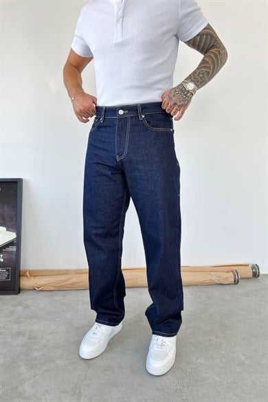 Koyu Mavi Basic Baggy Fit Pantolon