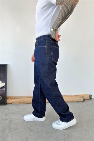 Koyu Mavi Basic Baggy Fit Pantolon