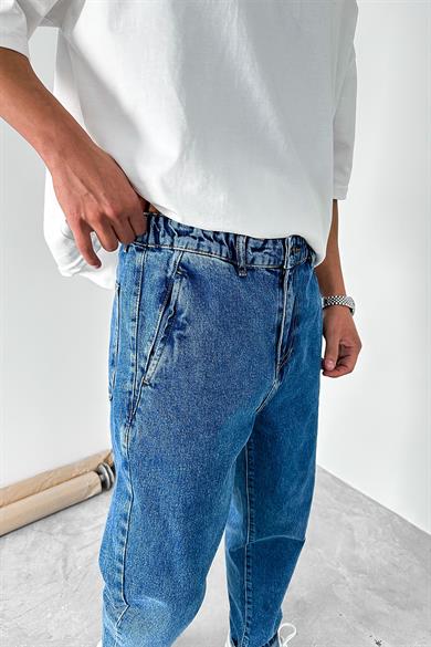 Koyu Mavi Bel Lastik Detay Regular Pantolon