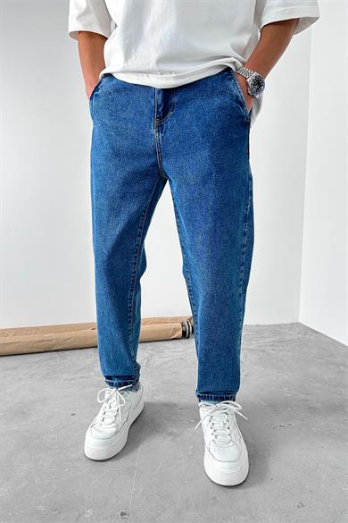 Koyu Mavi Bel Lastik Detay Regular Pantolon