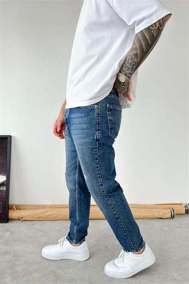Koyu Mavi Soft Degrade Yırtıklı Boyfriend Pantolon