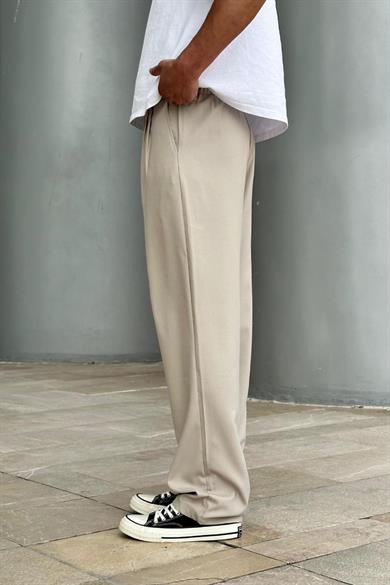 Krem Basic Kumaş A9 DL Baggy Pantolon