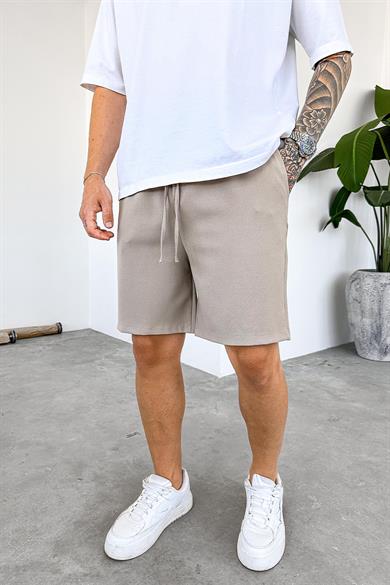Krem Basic Kumaş Premium Relaxed Şort