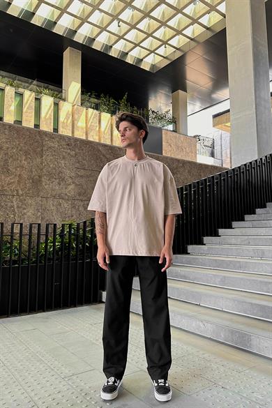 Krem Basic OUTPLENTY PREMİUM Oversize Tişört