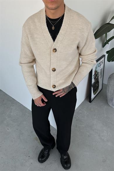 Krem Basic Soft Relaxed Hırka
