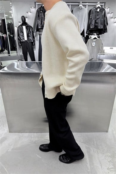 Krem Basic Soft Relaxed Hırka