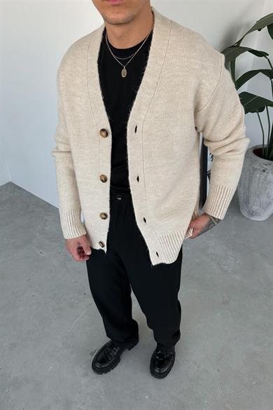 Krem Basic Soft Relaxed Hırka