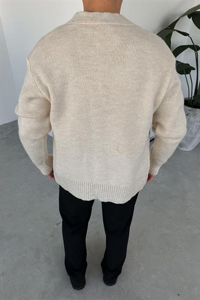 Krem Basic Soft Relaxed Hırka