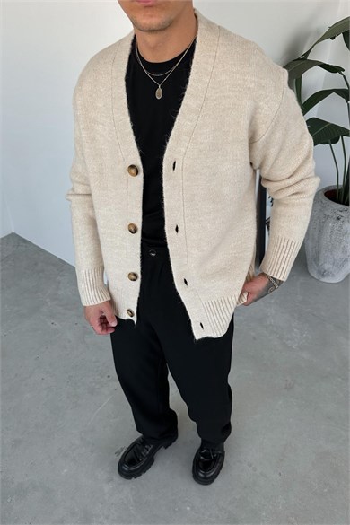 Krem Basic Soft Relaxed Hırka