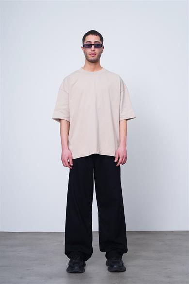 Krem Beyaz Basic OUTPLENTY PREMİUM Oversize Tişört