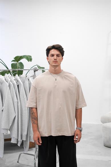 Krem Cozy Basic Oversize Tişört