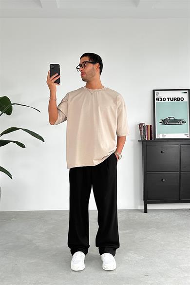 Krem Cozy Basic Oversize Tişört