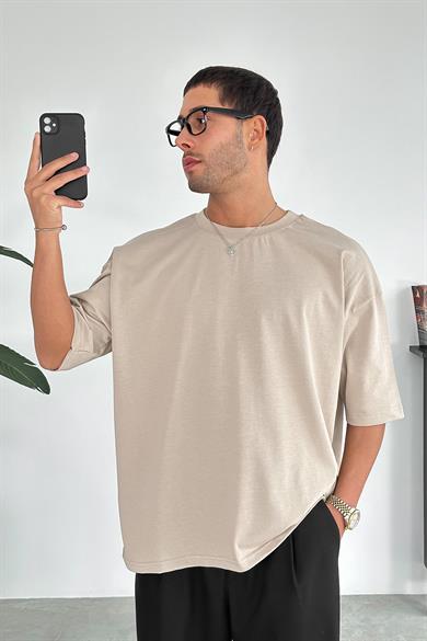 Krem Cozy Basic Oversize Tişört