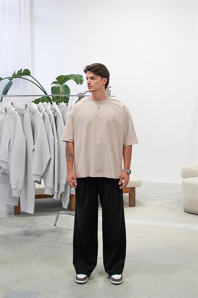 Krem Cozy Basic Oversize Tişört